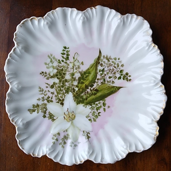 Antique Limoges  Lily Cabinet Plate Square Serving Tray Platter Victorian 1891 - Picture 6 of 8